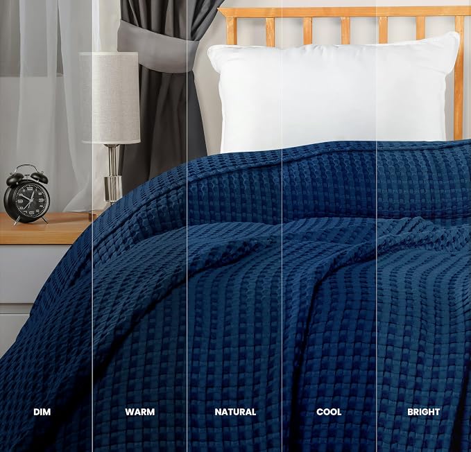 Utopia Bedding Navy 100% Cotton Waffle Blanket 300 GSM Soft Lightweight - Image 5