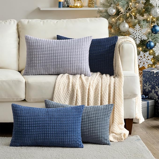 MIULEE Blue Decorative Lumbar Pillow Covers 12x20 Inch Set of 4 Boho Western - Image 7
