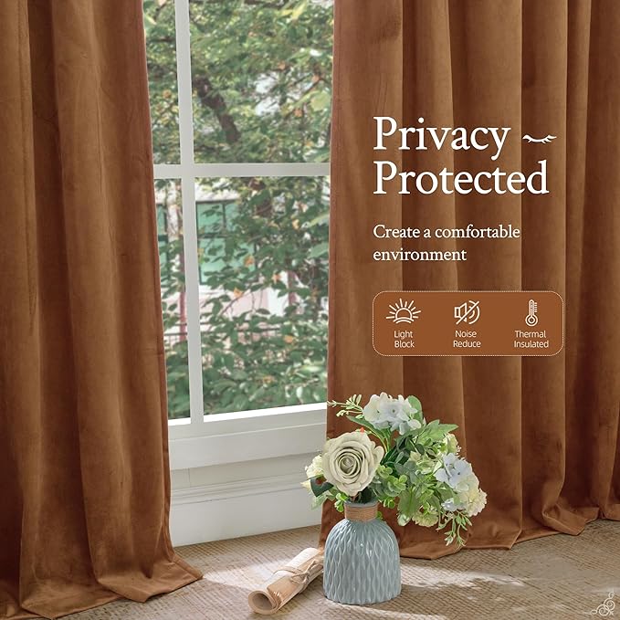 LAMIT Golden Brown Velvet Curtains - Image 6