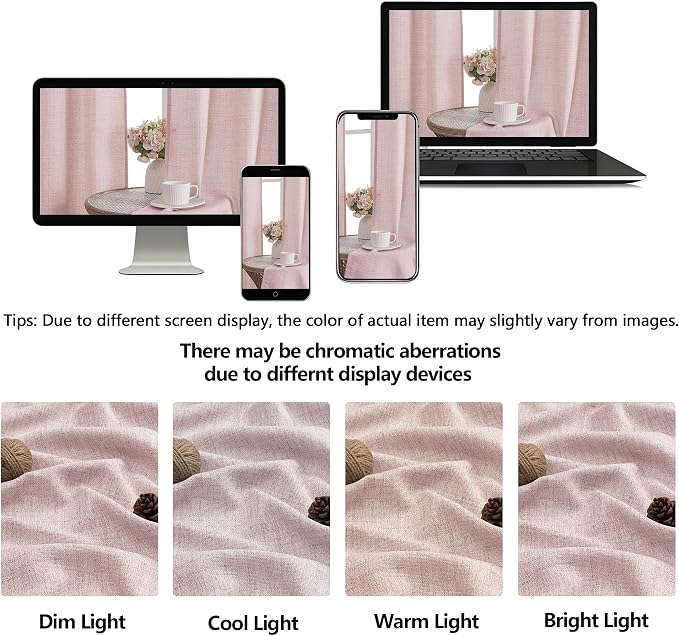 OWENIE Blush Pink Valances for Windows 1 Pcs 18 Inch Length, Light Filtering - Image 9