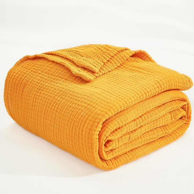 EMME Cotton Muslin King Blanket Bed Layering Breathable Gauze Blanket Soft - Image 7