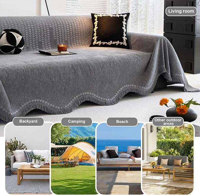 ROOMLIFE Gray Couch Cover Boho Sofa Covers - Image 8