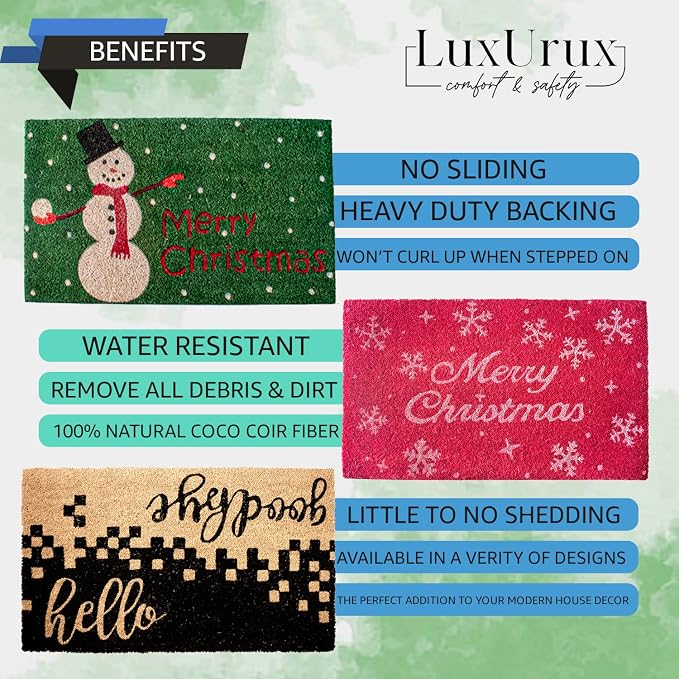 LuxUrux Welcome Mats Outdoor Coco Coir Doormat, - Image 3