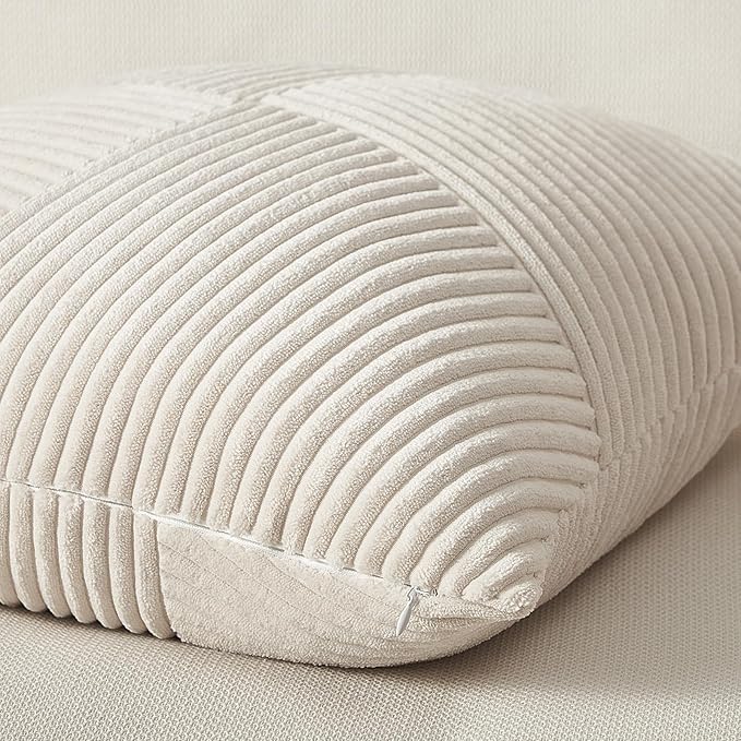 Topfinel Set of 2 Cream White Decorative Throw Pillow Covers 16x16 Inch - Image 2