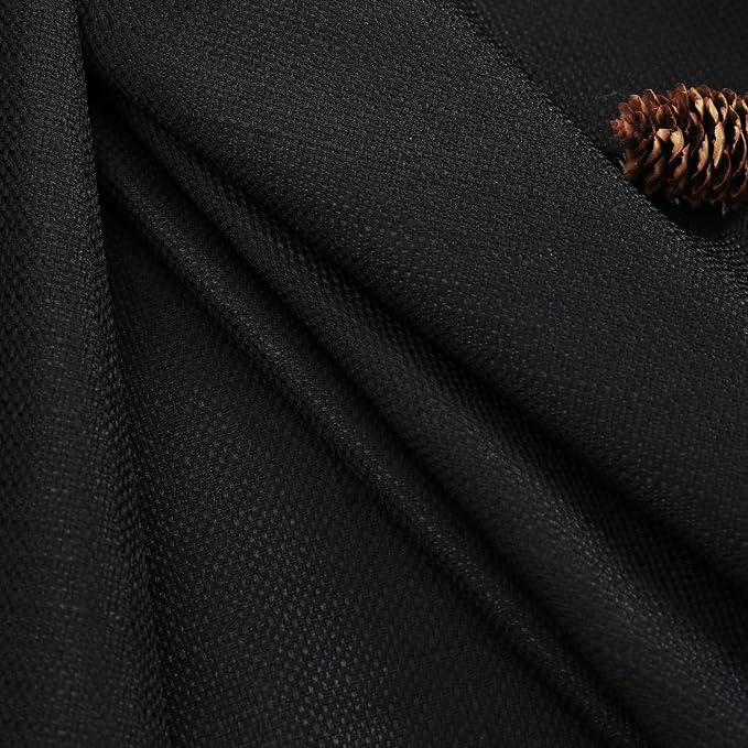 Chyhomenyc Black Curtains 45 Inch Length 2 Panels, Faux Linen Textured Semi - Image 9