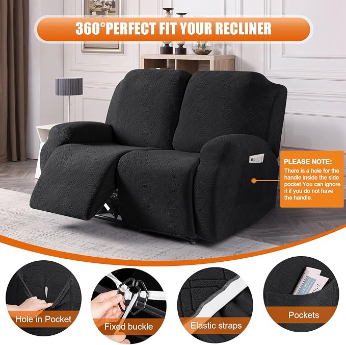 VANSOFY Recliner Cover, 2-Pieces Stretch Reclining Couch Cover - Image 5