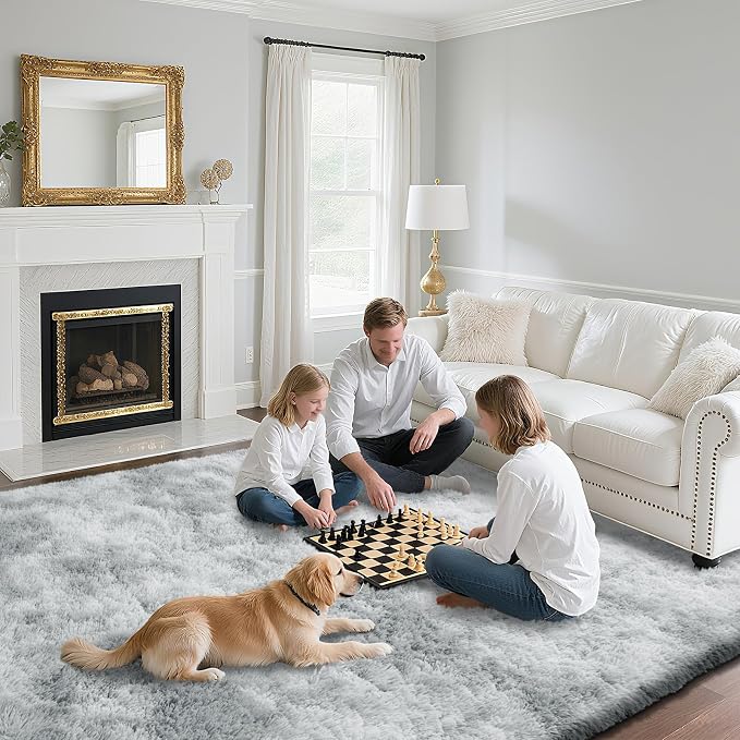 yongyangjuxin Fluffy Rug Shaggy Area Rug, Mottling Grey 6x9 Area Rugs - Image 4