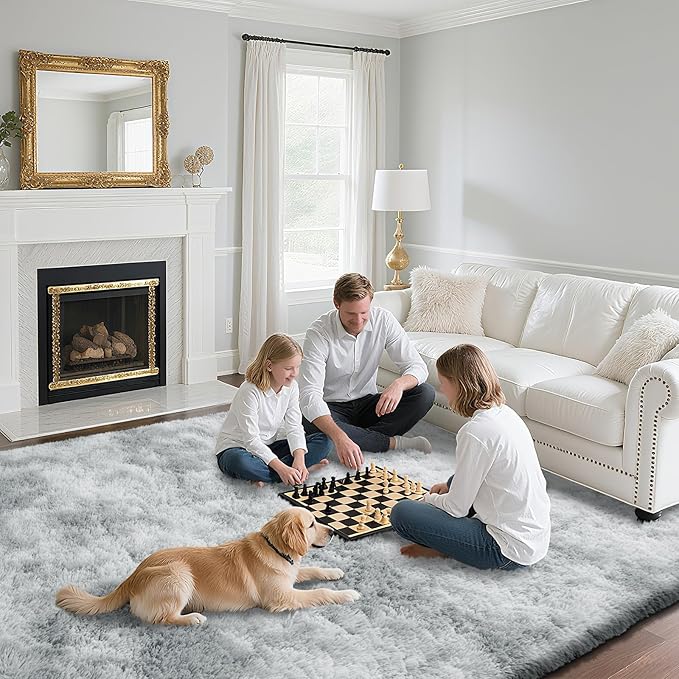 yongyangjuxin Fluffy Rug Shaggy Area Rug, Mottling Grey 8x10 Area Rugs - Image 4