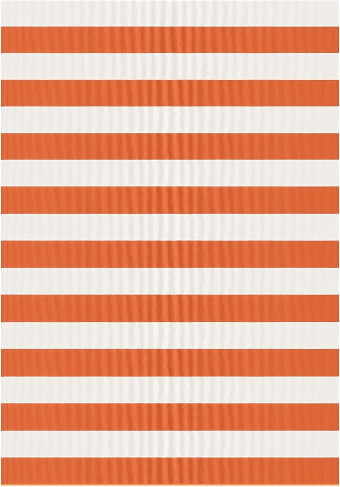 IOHOUZE Fall Door mat 4x6 Ft Orange White Striped Area Rug Washable Front Porch - Image 8