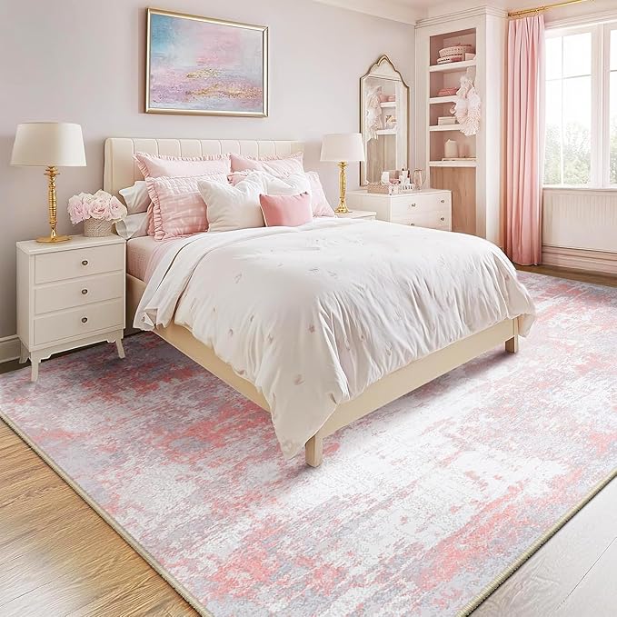 Washable Area Rugs Square 7ft Non-Slip Modern Abstract Soft by RELEANY
