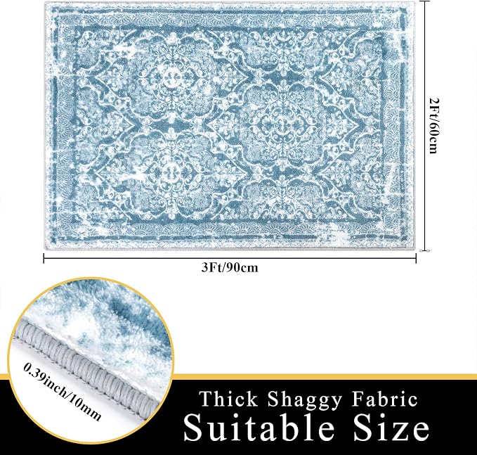 Vaukki Hallway Runner Rug, Vintage Shaggy Soft Laundry Rug Runner, Non Slip - Image 2
