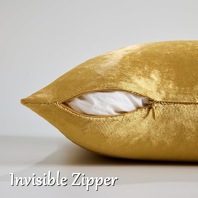 GIGIZAZA Gold Velvet Pillow Covers 26x26 - Image 4