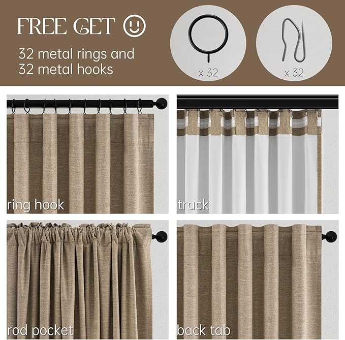 Topfinel 105 Inches Long Custom Black Out Faux Thick Linen Drapery Panels - Image 5