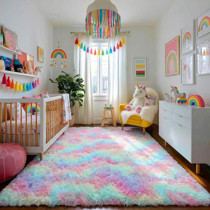 Amdrebio Rainbow Unicorn Colorful Kids Rugs - Image 6