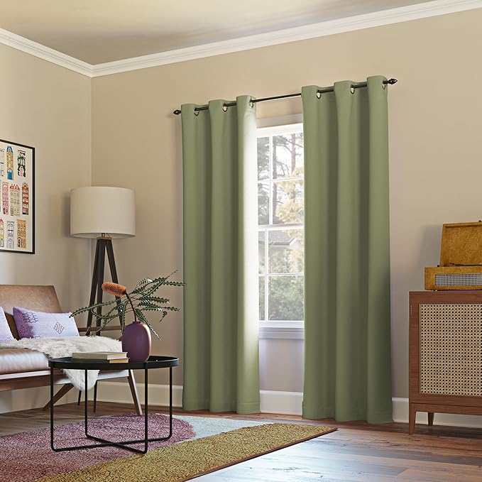Sun Zero Easton Energy Saving Blackout Grommet Curtain Panel, Sage Green - Image 4