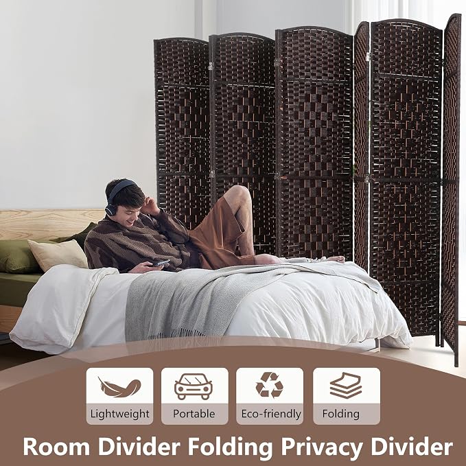 Room Divider 8 Panel Folding Privacy Divider 6 Ft Indoor Wall Divider Portable - Image 2