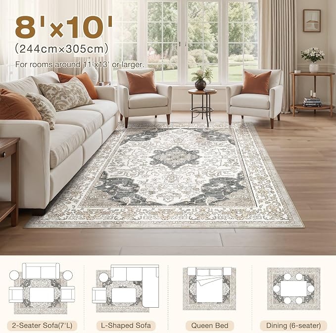 cotiled 8x10 Area Rugs Large Washable Rugs - Image 7