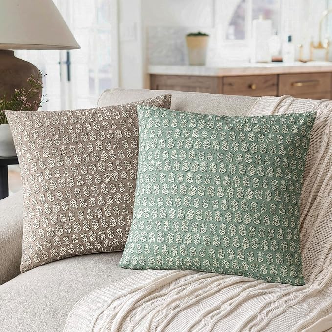 Foindtower Set of 2 Decorative Vintage Floral Print Throw Pillow Covers Neutral - Image 4