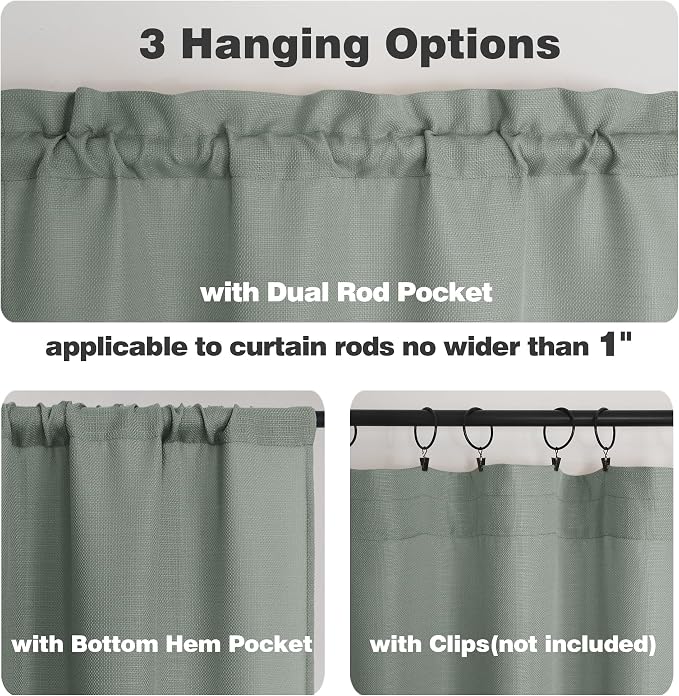 Chyhomenyc Olive Green Curtains 90 Inch Length 2 Panels Set, Faux Linen - Image 4