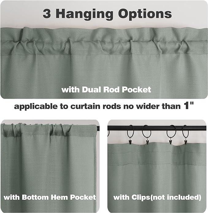 Chyhomenyc Olive Green Curtains 72 Inch Length 2 Panels Set, Faux Linen - Image 4