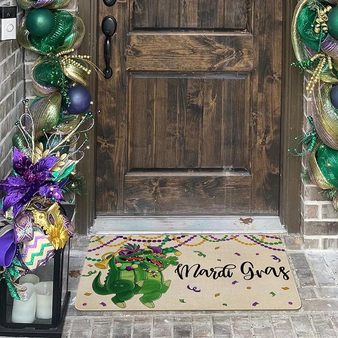Mardi Gras Door Mat, Entryway Front Porch Welcome Mat - Image 2