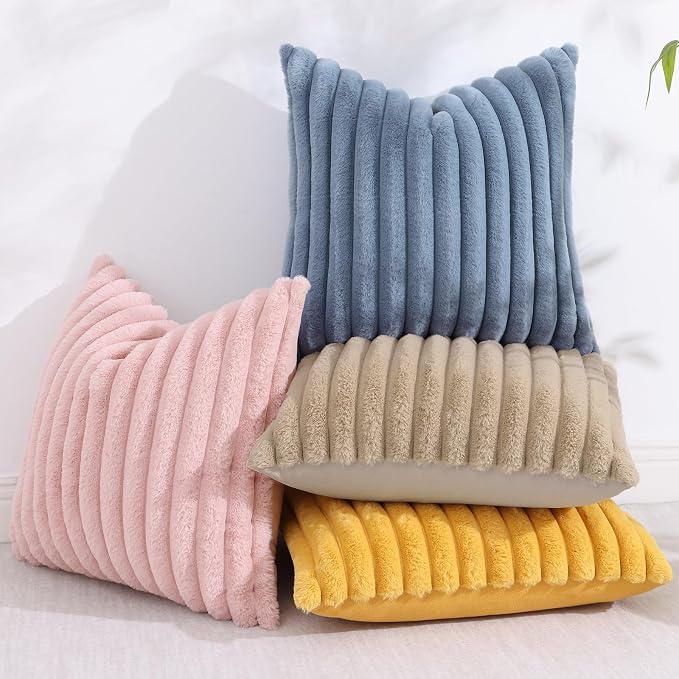 decorUhome Cozy Faux Fur Throw Pillow Covers 16x16 Set of 2 Decorative Soft - Image 5