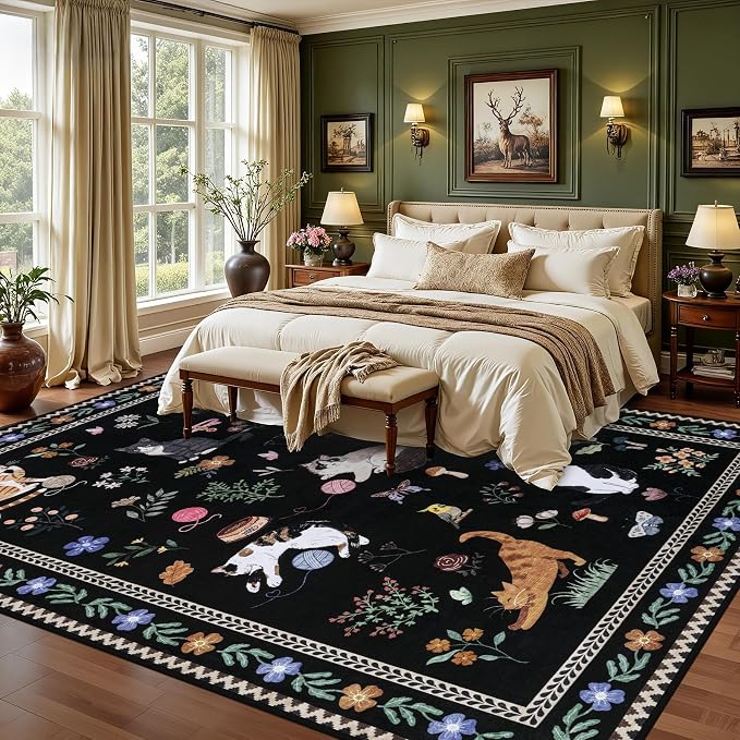 9x12 Area Rugs Living Room Rug: Vintage Washable Rug Floral Soft Carpet Indoor - Image 2
