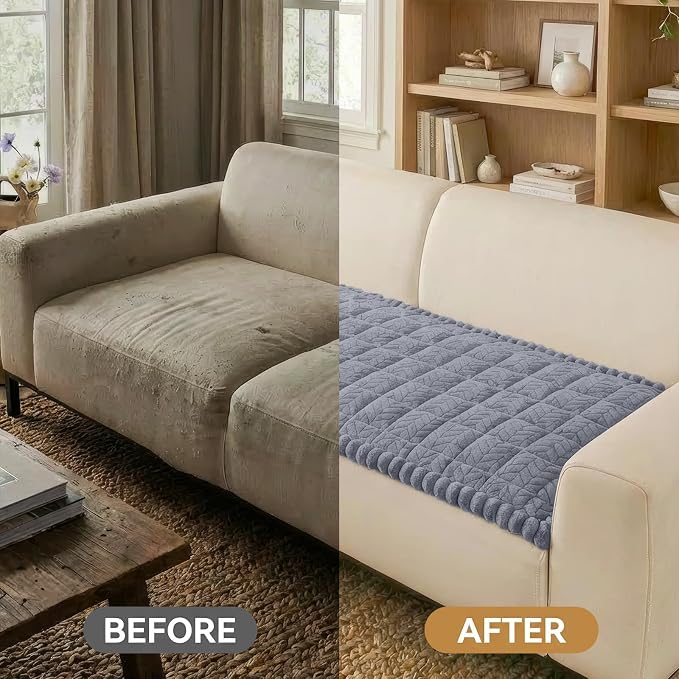 Smiry Non Slip Couch Covers for Dogs, Fuzzy Pet Couch Covers for 3 Cushion Sofa - Image 5