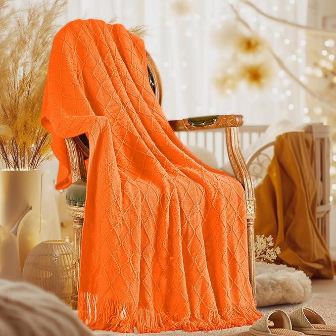 inhand Fall Throw Blanket Burnt Orange Halloween Decor - Image 2