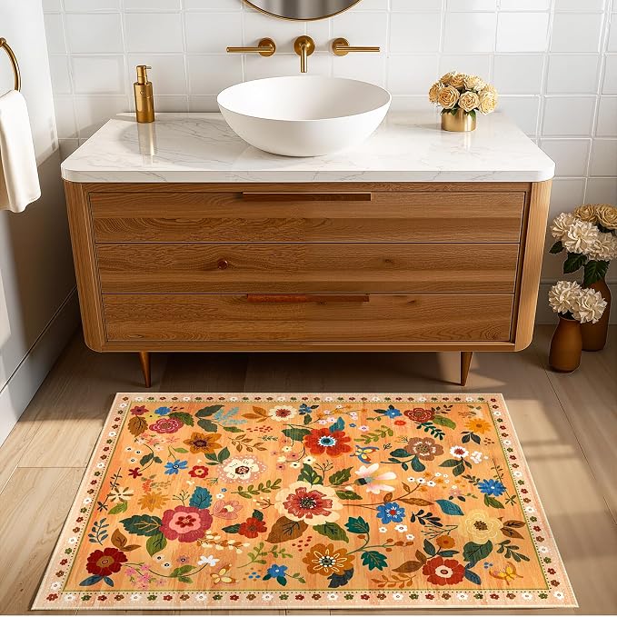 RELEANY Floral Nursery 2x3 Area Rugs Washable Print Boho Cute Carpet Non Slip - Image 8