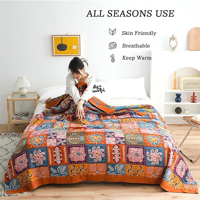 MSGKV Spring Cotton Throw Boho Blanket - Image 5