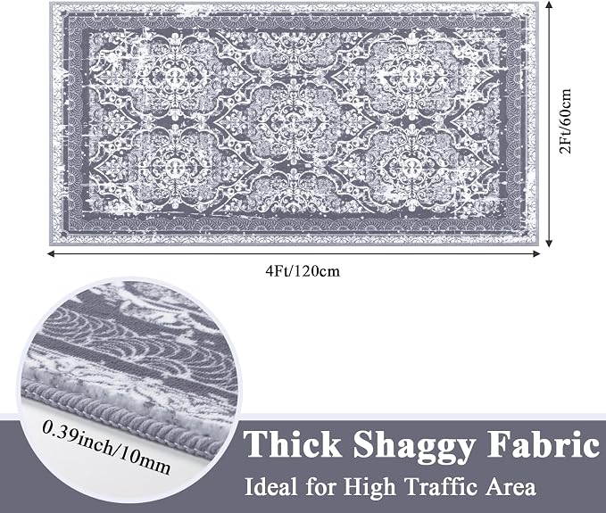 Vaukki Hallway Runner Rug, Vintage Shaggy Soft Laundry Rug Runner, Non Slip - Image 2
