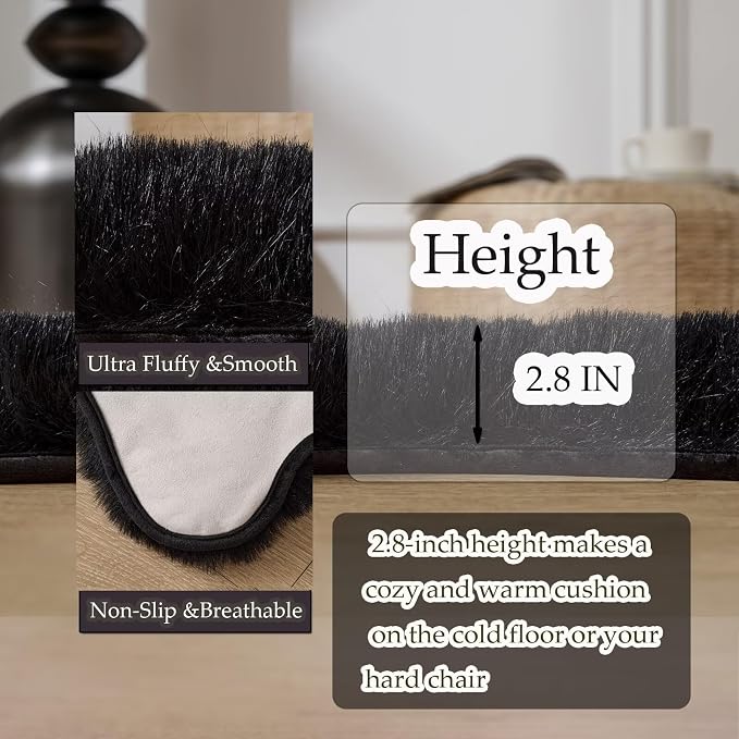 1700GSM Fuzzy Faux Sheepskin Fur Area Rug, Extra Soft Faux Fur Mat, Fluffy - Image 8