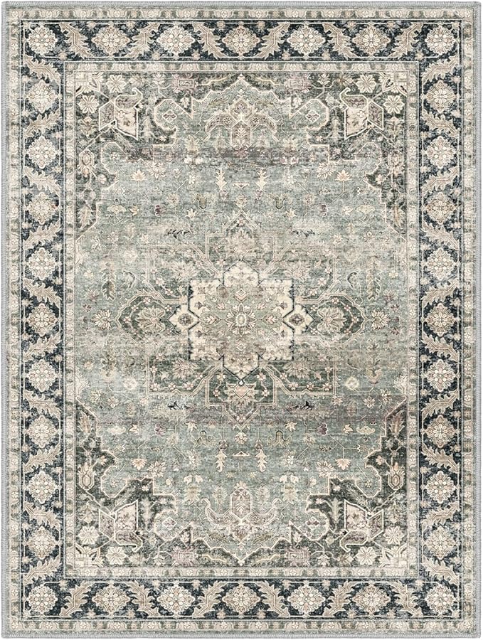 7X9 Area Rugs - 7X9 Washable Area Rug Indoor Vintage Rug Print Rug Low-Pile by PhonzenuoCarpet