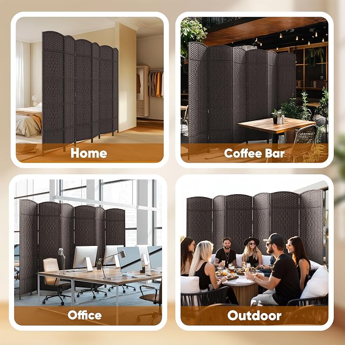 JOSTYLE Room Divider 6ft Tall Extra Wide Privacy Screen, 6-Panel Folding - Image 8