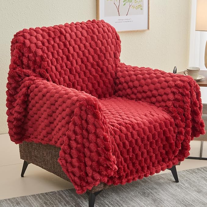 NEWCOSPLAY Super Soft Twin Blanket Red Premium Silky Flannel Fleece 3D Clouds - Image 9