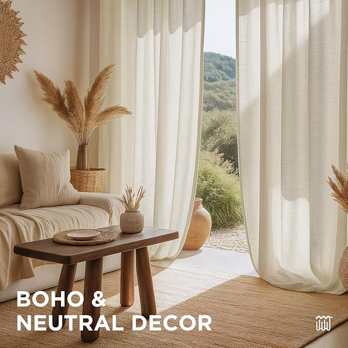 Joydeco Linen Curtains 96 inch Length 2 Panel Set, Light Filtering Curtain - Image 7