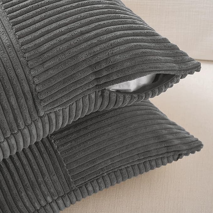 Fancy Homi 2 Packs Dark Gray Euro Decorative Throw Pillow Covers 28x28 Inch - Image 4