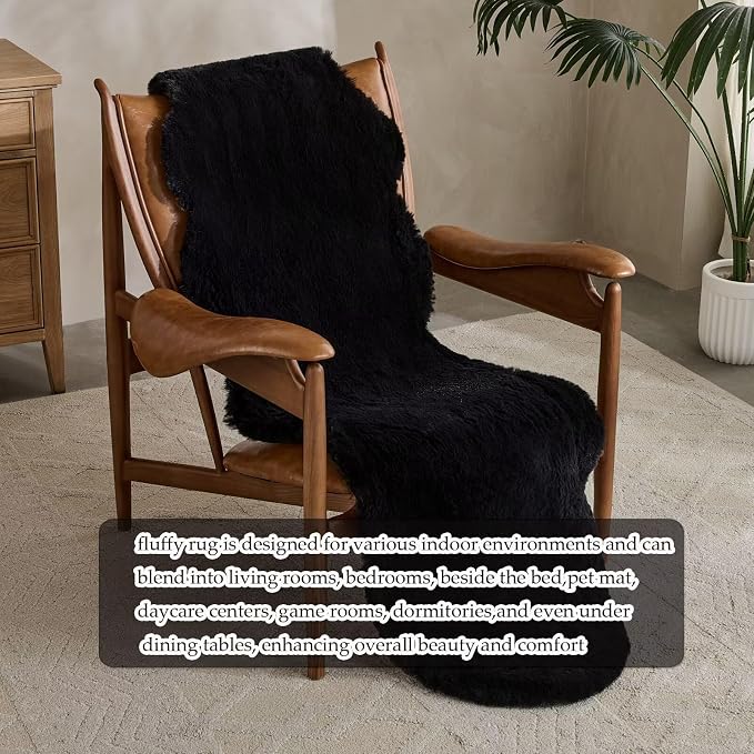 1700GSM Fuzzy Faux Sheepskin Fur Area Rug, Extra Soft Faux Fur Mat, Fluffy - Image 3