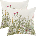 AEIOAE Sage Green Pillow Covers 24x24 Inch Set of 2, Spring Wildflower Plant by AEIOAE