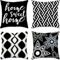 Hexagram Black Geometric Pillow Covers 18x18 Set of 4, Decorative Outdoor by Hexagram
