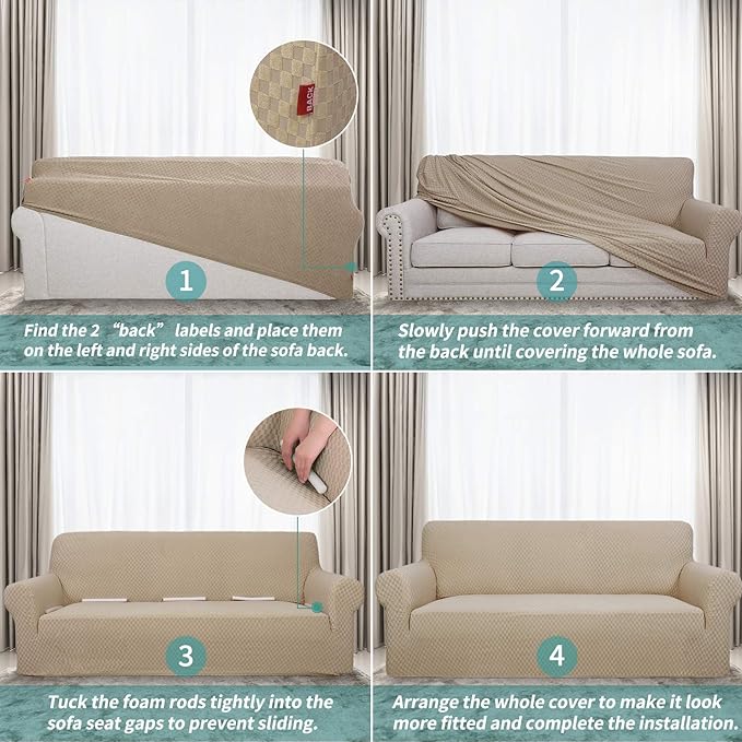 YEMYHOM Couch Cover Latest Jacquard Design High Stretch Sofa Covers - Image 6