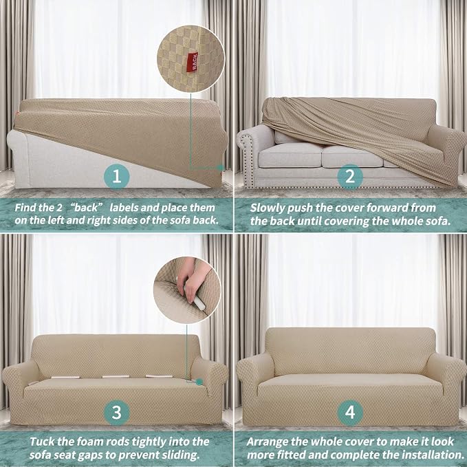 YEMYHOM Couch Cover Latest Jacquard Design High Stretch Extra Large Sofa Covers - Image 6