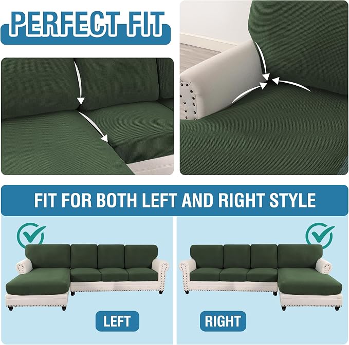 H.VERSAILTEX Sectional Couch Covers 8 Pieces Stretch Sofa Cover - Image 5