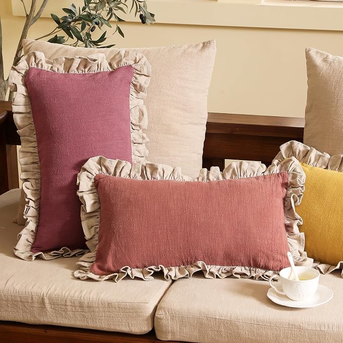 patdrea Rhodo Shabby Chic Decorative Throw Pillow Covers 12x20 Set of 2 - Image 8