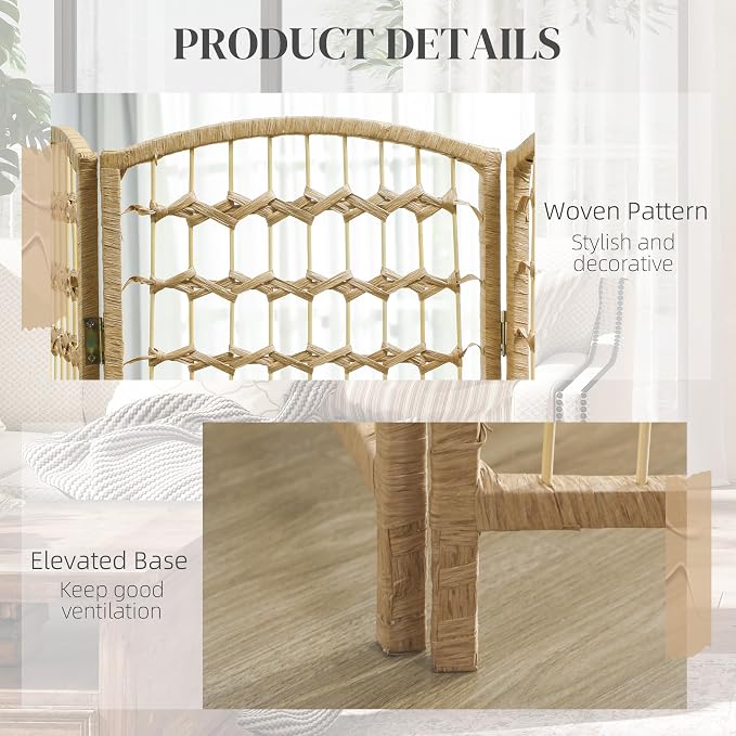 HOMCOM 8 Panel Room Divider, Folding Privacy Screen, 5.6' Room Separator - Image 5