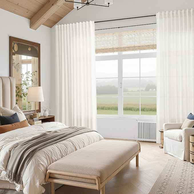 Nanspring Neutral Linen Curtains 108 Inches Long - Image 8