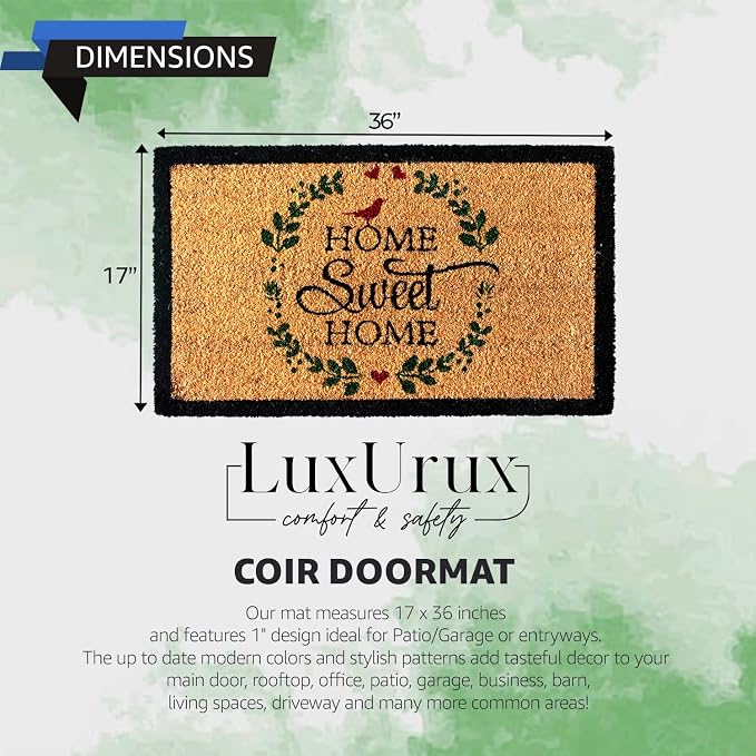 LuxUrux Welcome Mats Outdoor Coco Coir Doormat, - Image 2