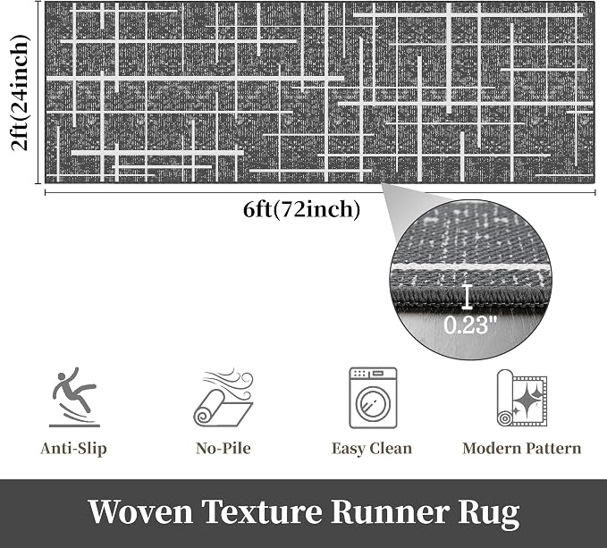 Washable Runner Rug 2x6, Kitchen Runner Rug Non Slip, Woven Thin No Shed Runners - Image 9