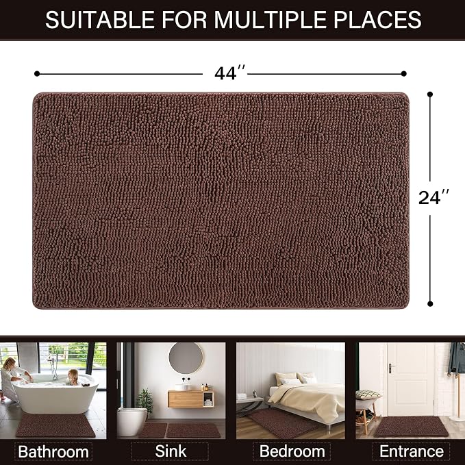 LOCHAS Luxury Bathroom Rug Shaggy Bath Mat 24 x 44 Inch, Washable Non Slip Bath - Image 2